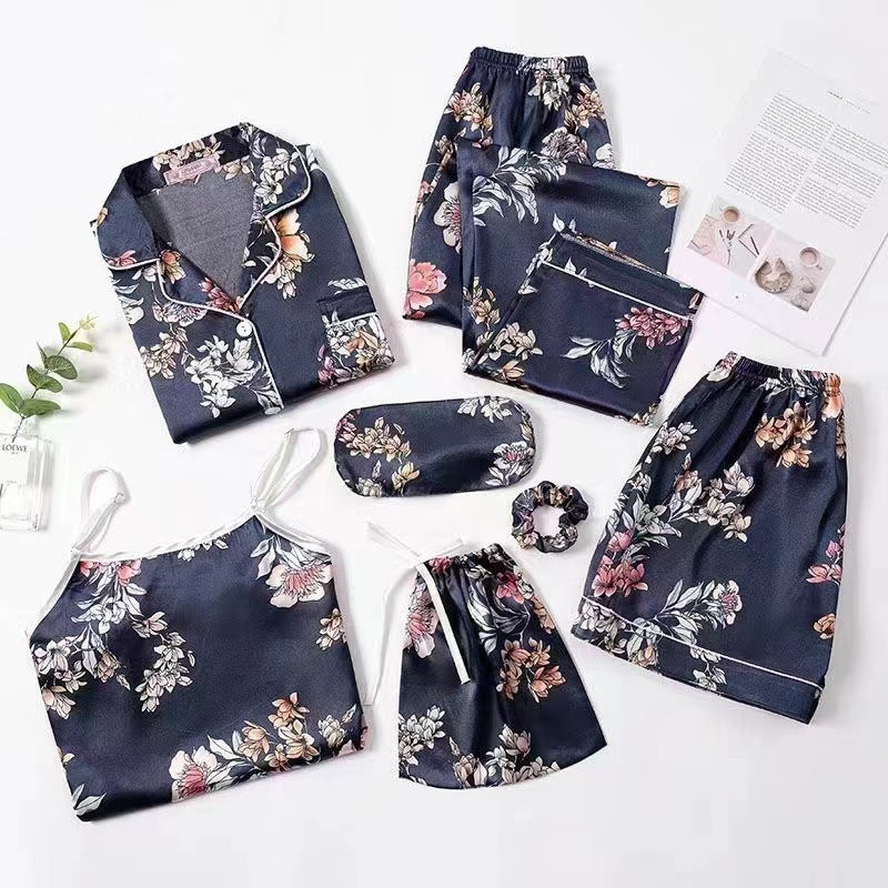 Spring And Autumn Printed Imitated Silk Pajamas Clothing