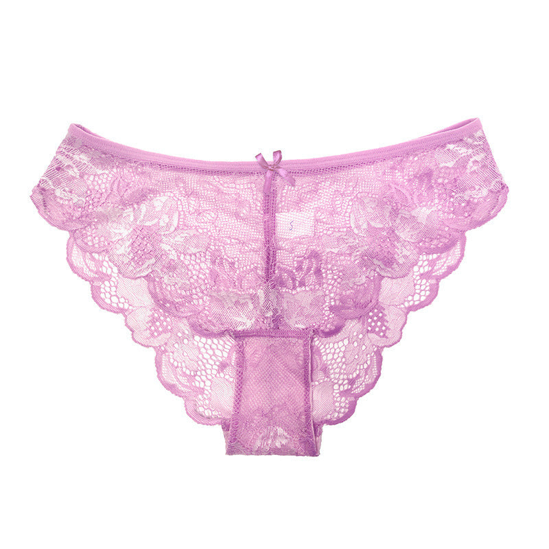 Cross Sheer Low Waist Lace Foreign Trade Underwear Women's Comfortable Breathable Hollow Hip Lifting