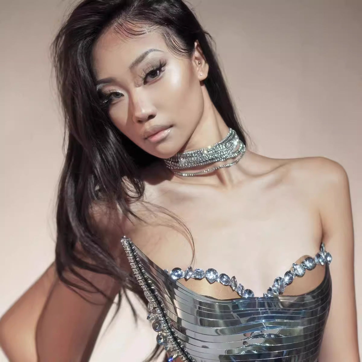 Fashion Sexy Bandeau One-shoulder Slim Mini Top And Skirt Suit