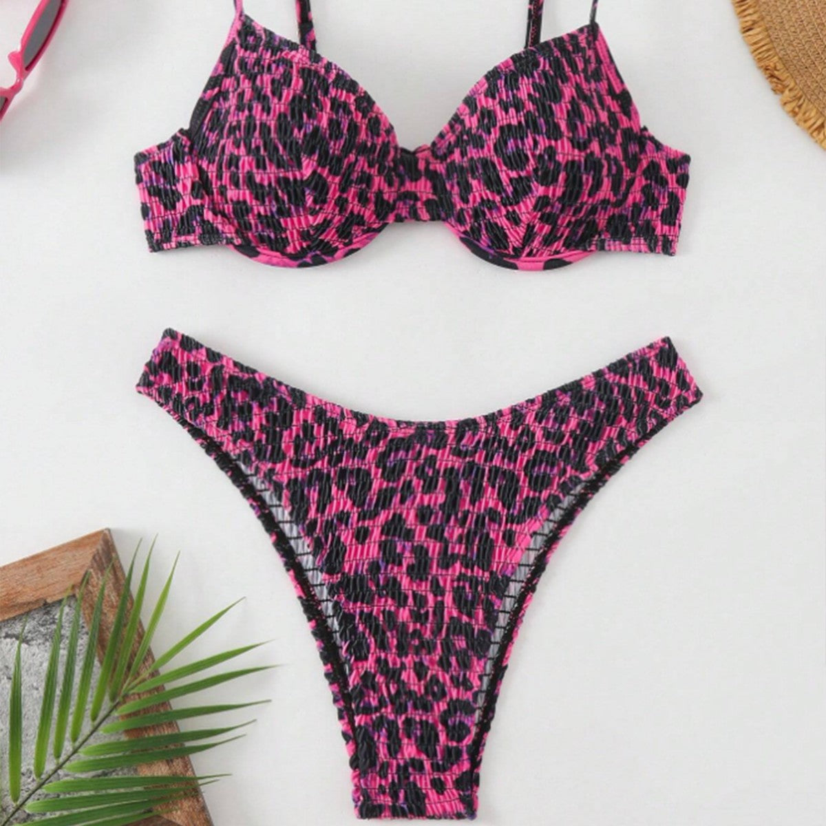 Leopard Point Bikini Swimsuit Female Sexy Tight Backless
