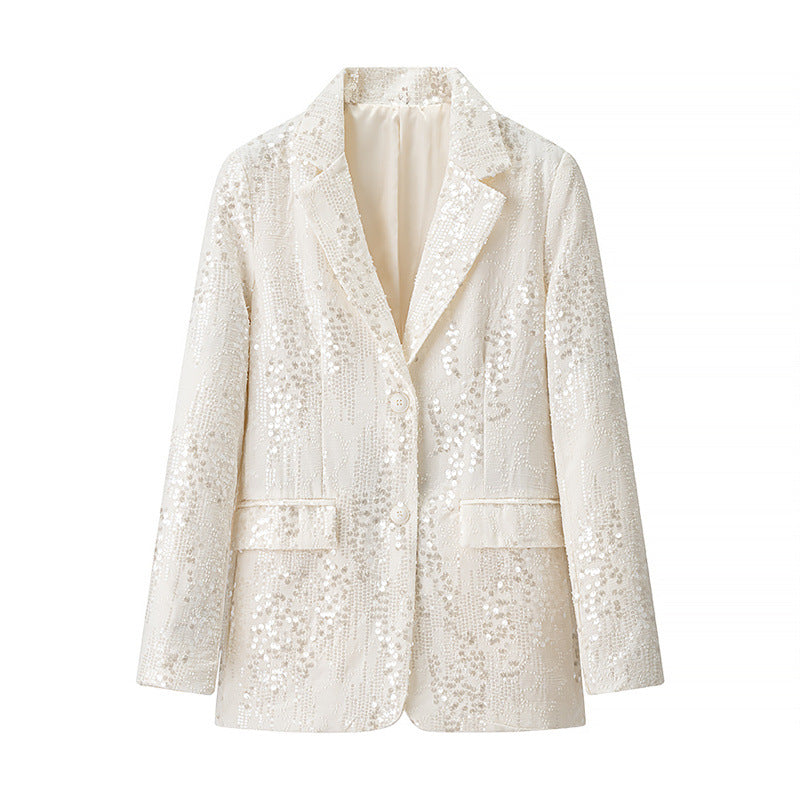 Fashion Temperament Elegant Loose Lapel Print Suit Coat & Trousers