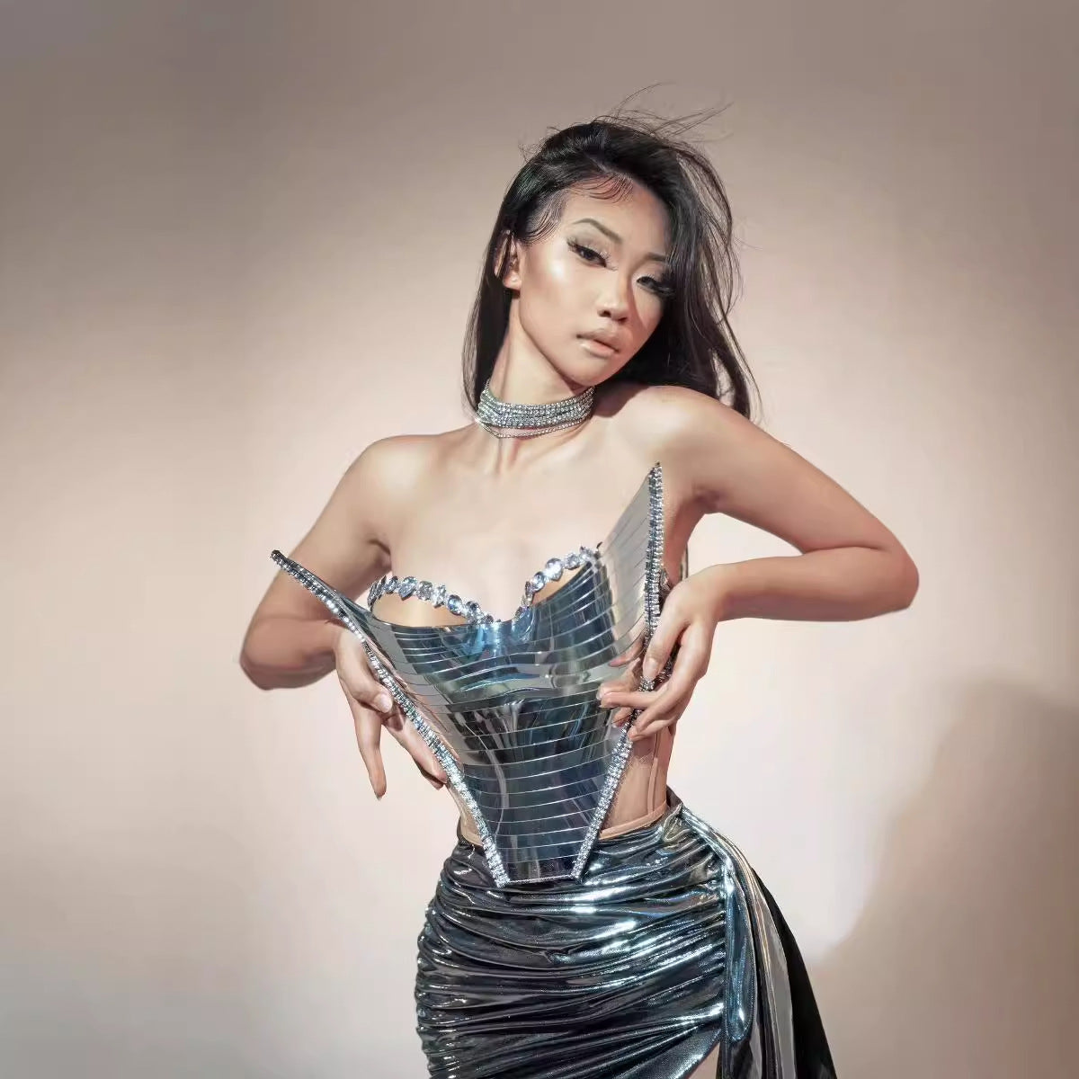 Fashion Sexy Bandeau One-shoulder Slim Mini Top And Skirt Suit