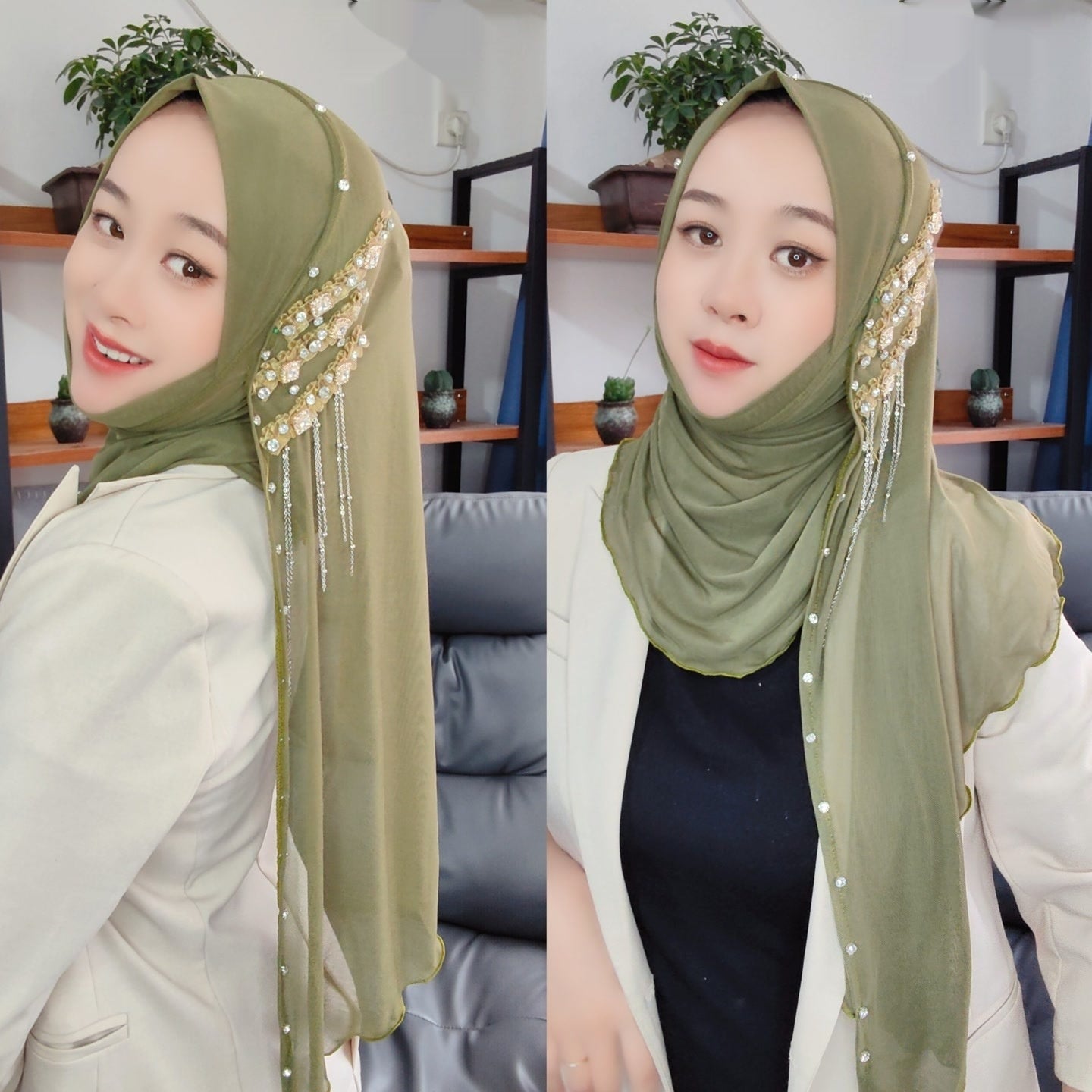 Turban Original Tassel Voile Wrap Towel scarf