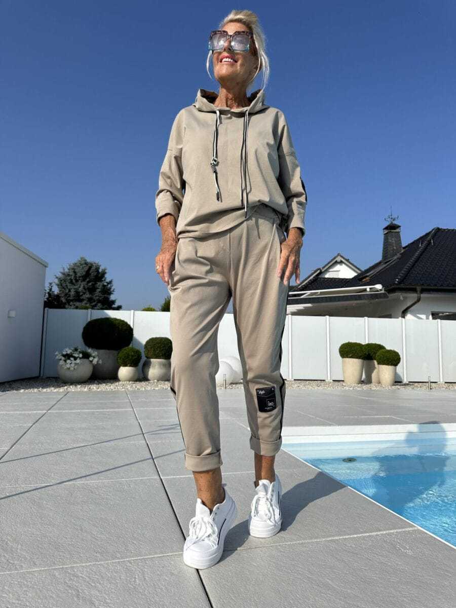Round Neck Long Sleeve Braiding Stitching Trousers Suit