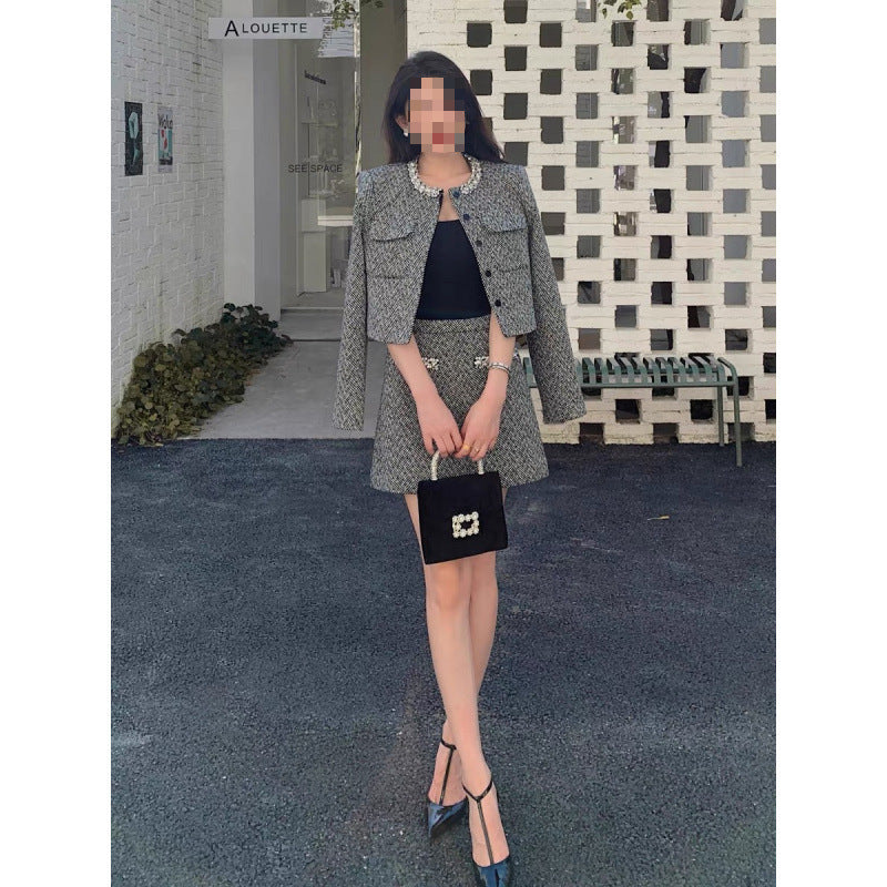 Jacket High Waist Short Skirt For Suit Women