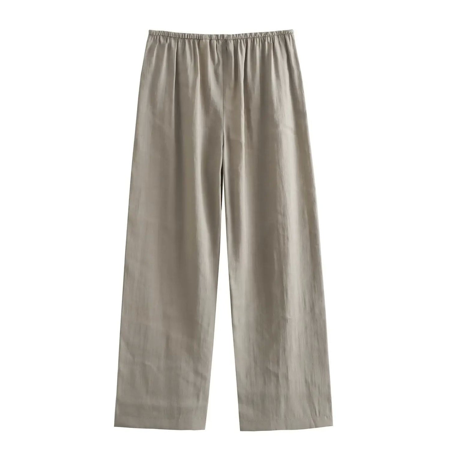 Simple Solid Color Wide Leg Trousers Women's Elegant Lace-up