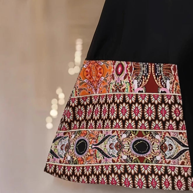 Middle East Contrast Color Large Size Dress Ethnic Style