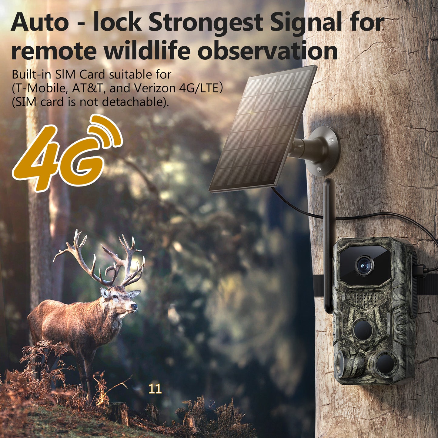 4G GPS Hunting Outdoor Trail Camera Wide Angle 4MP Camouflage Wildlife Deer Monitoring Solar Hunt Camera