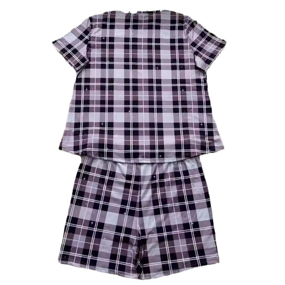 European And American Crew Neck Casual Printing Suit T-shirt And Shorts Two-piece Set