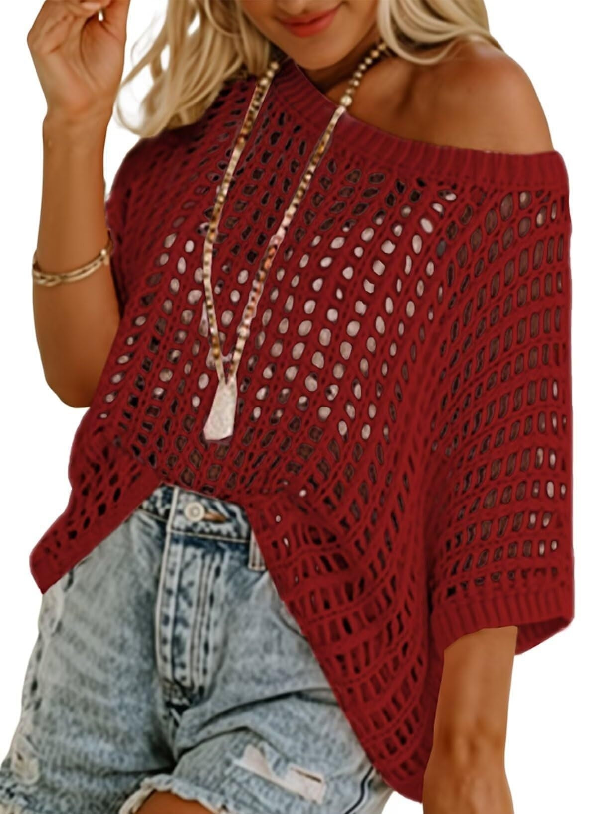 Sexy Cutout Empty Top Pullover Beach Cover-up Knitted Sweater