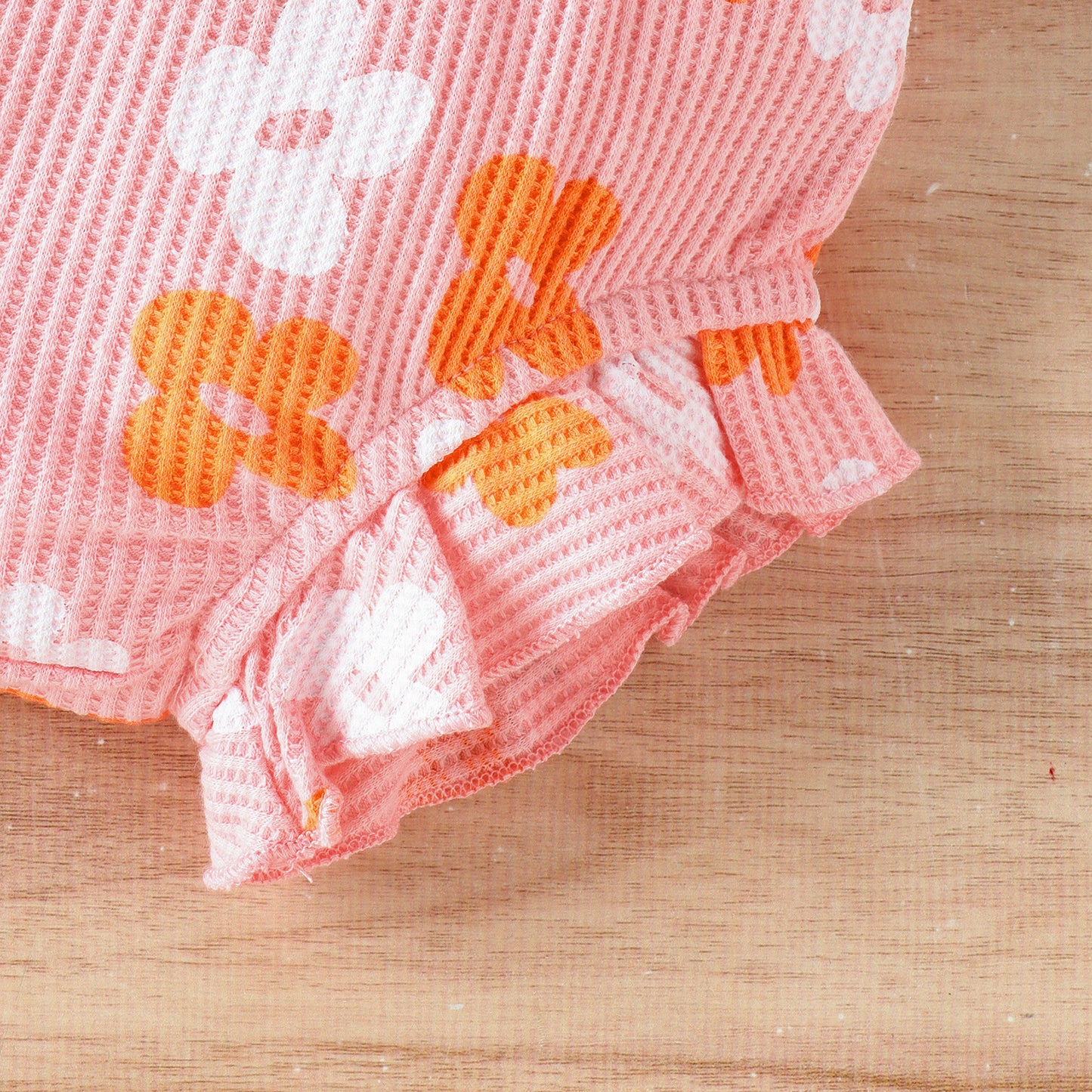 Multicolor Waffle Printed Lace Up Top Shorts