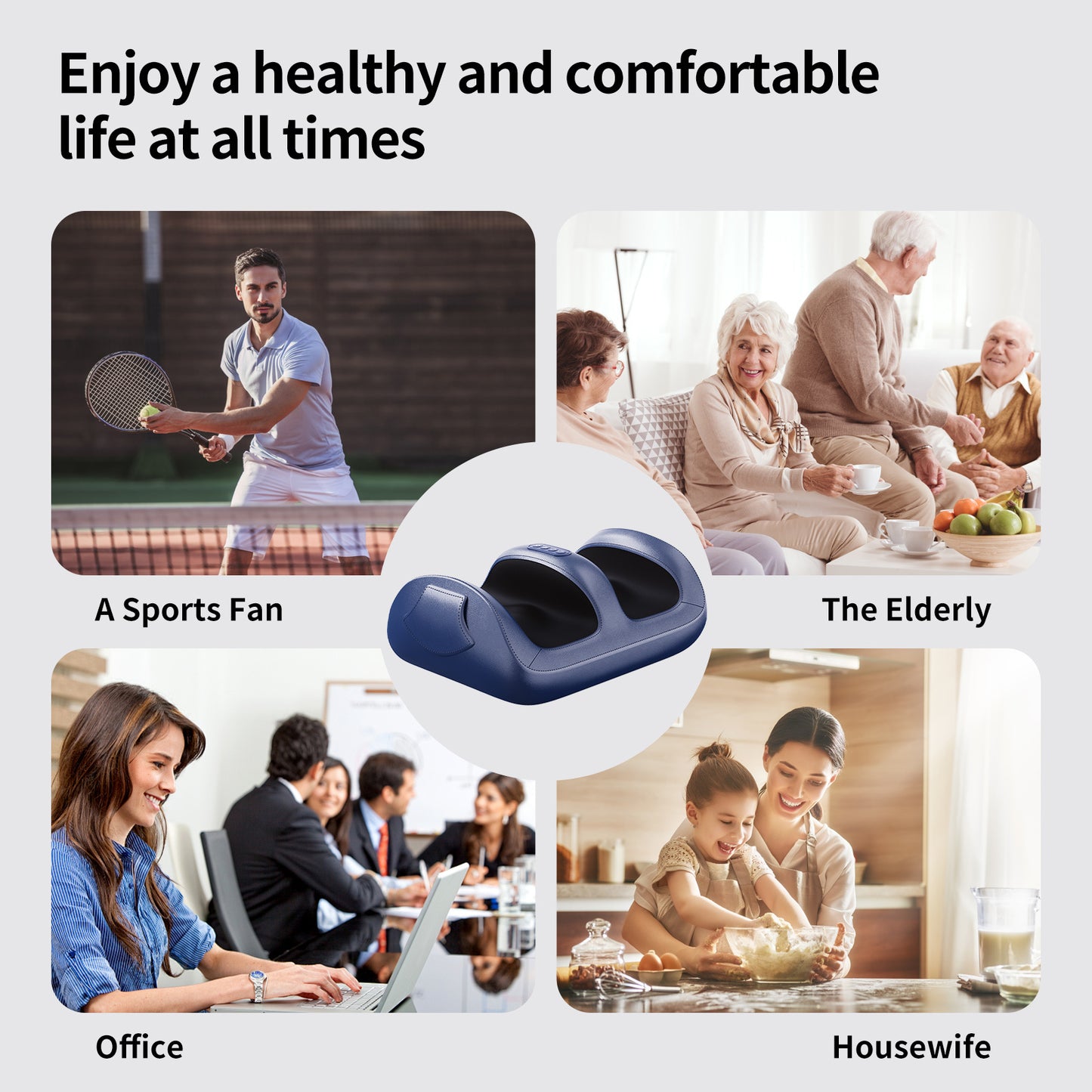 Intelligent Foot Massager With 3D Air Cushion Massage, Constant Temperature Heating, 15-minute Automatic Timer, Low Noise Design. Ideal For Relaxation In The Office Or At Home