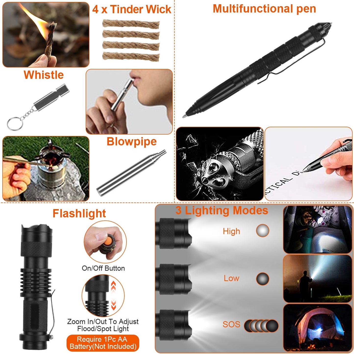 121Pcs Per Set Survival Kits Professional Emergency Survival Gear Tactical First Aid Kit Supplies For Outdoor Adventure Camping Hiking Hunting