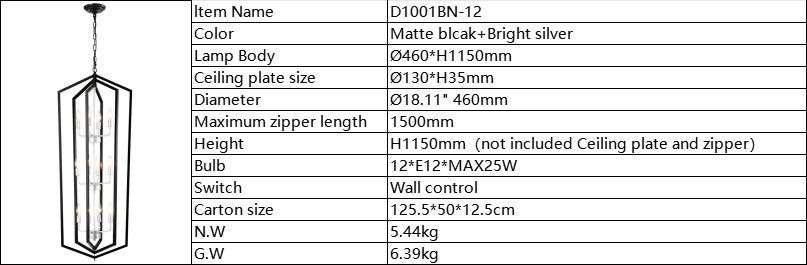 12-Light Farmhouse Kitchen Chandeliers, Matte Black And Sliver Vintage Rustic Cage Light Fixture Adjustable Height Chandeliers For Dining Room Hallway Foyer Entryway E12 Bulbs Not Included