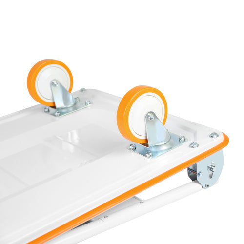 Foldable Cart Cart Cart - 660 Lb Capacity Heavy Duty Mobile Platform Trolley - Folding And Rolling White And Orange Flat Cart Unavailable Platforms- Welfel ,