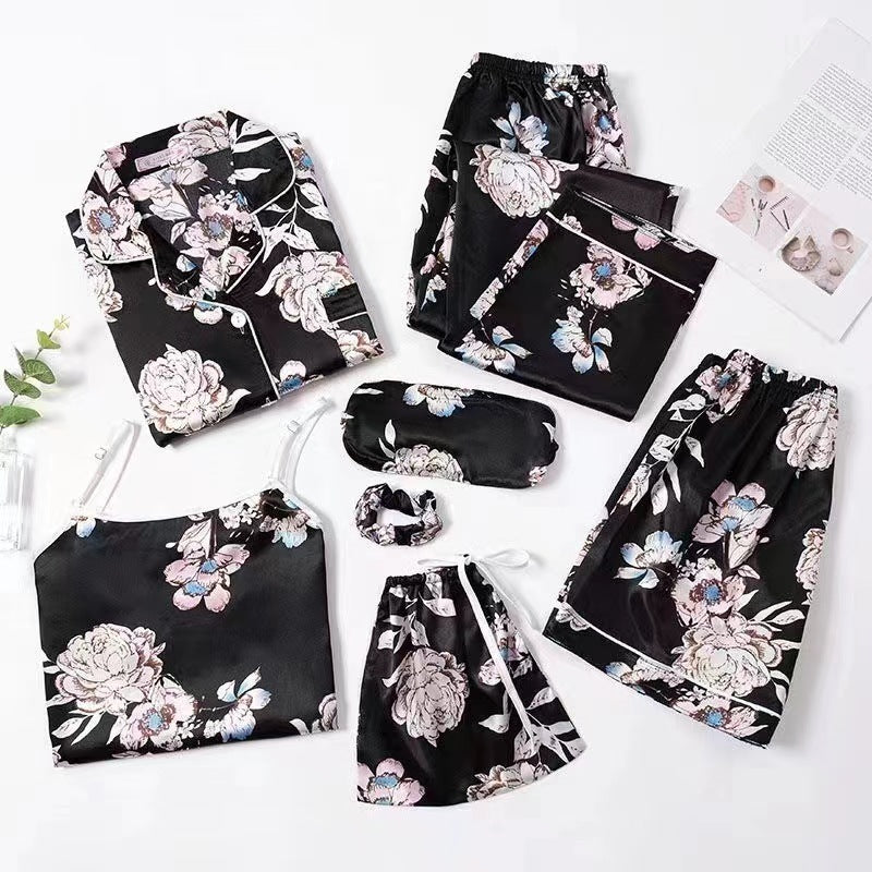 Spring And Autumn Printed Imitated Silk Pajamas Clothing