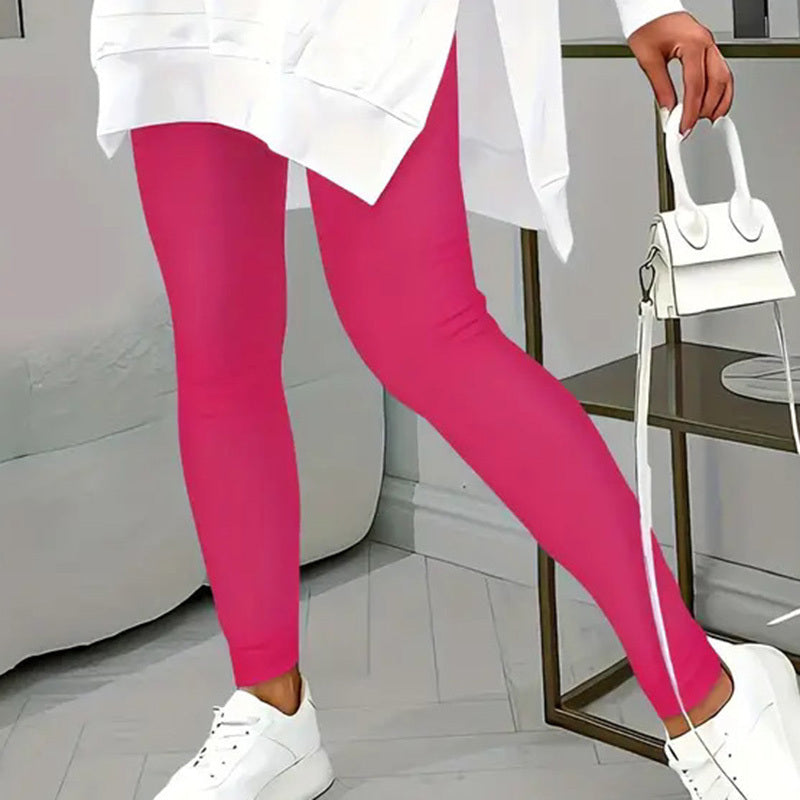 Women's Casual 2-Piece Set Solid Color Leggings & Letter Print Pocket Drawstring Hooded Sweatshirt With Split Hem Spring Fall Fashion Outfit