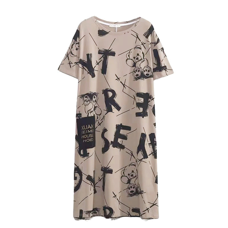 Home Wear Thin Short Sleeve Loose Plus Size Plump Girls Women's Pajamas