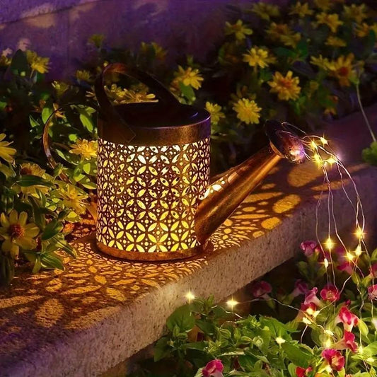 2-Pack LED Watering Can Solar String Lights Outdoor Solar Decorative Lights