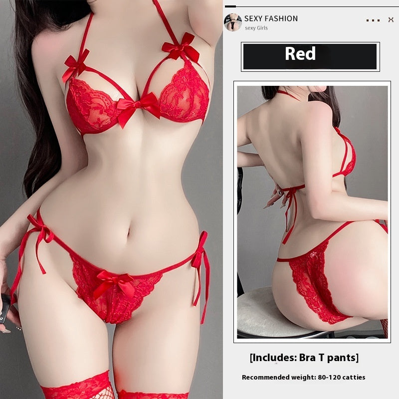 Underwear Lace Three-point Free Passion Temptation Small Chest Pajamas