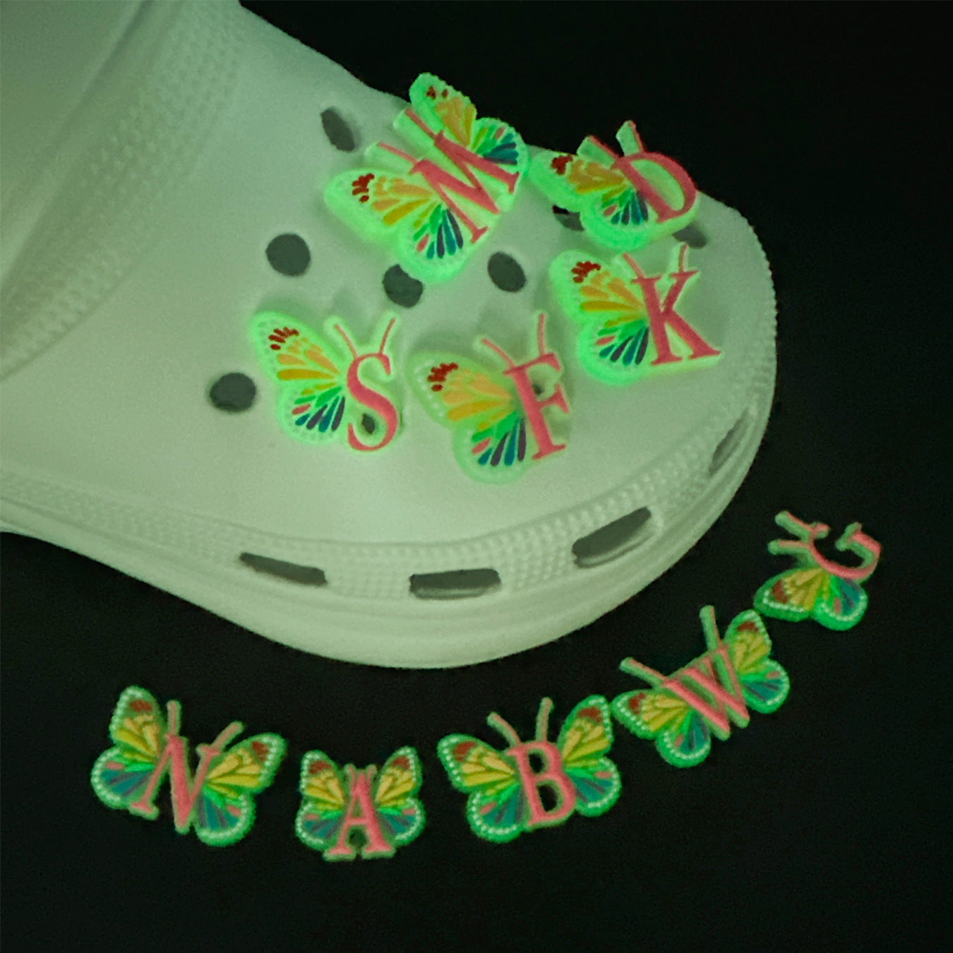Letter Luminous Butterfly Shoe Ornament Shoe Buckle