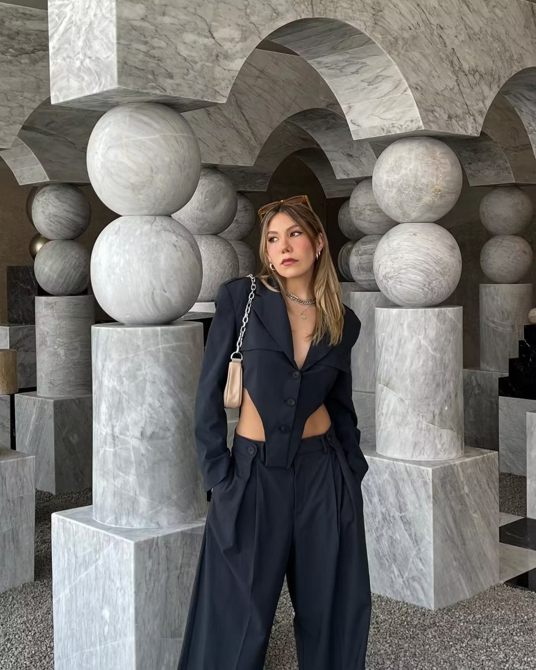 Hollow Coat Set Two-piece Pants Suit