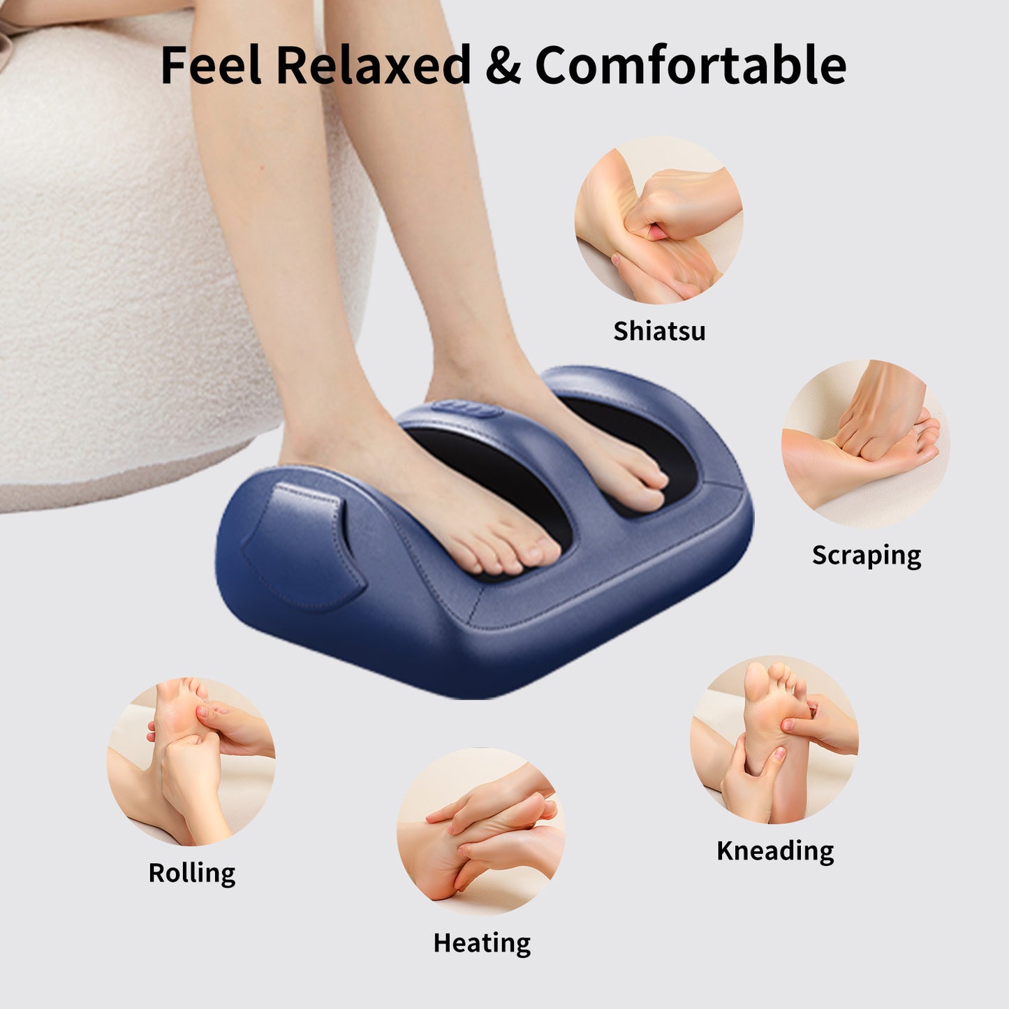 Intelligent Foot Massager With 3D Air Cushion Massage, Constant Temperature Heating, 15-minute Automatic Timer, Low Noise Design. Ideal For Relaxation In The Office Or At Home