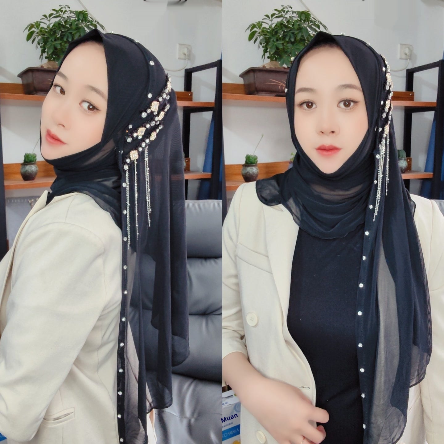 Turban Original Tassel Voile Wrap Towel scarf