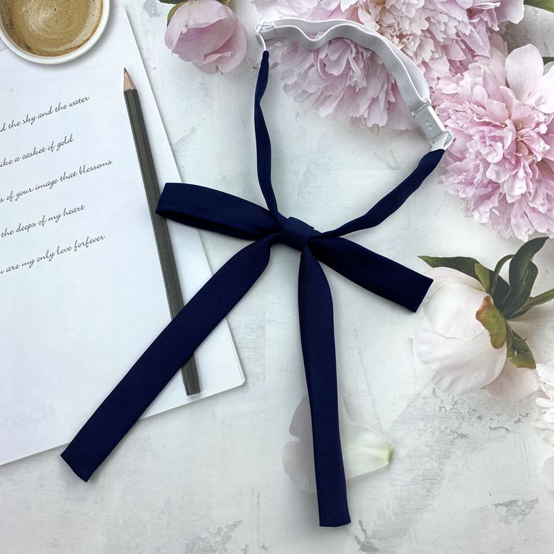 Female Violet Blue Japanese Style Lazy Free Uniform Bow Double Layer Navy Blue Shirt Bow Tie
