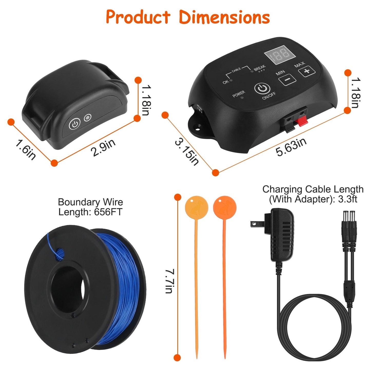 Set Dog Fence System Pet Containment System With One Hundred Adjustable Levels IPX7 Waterproof Rechargeable Receiver Underground Fence For Small Medium Large Dog