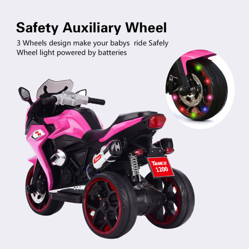 12V Kids Electric Motorcycle ,ride On Motorcycle,Three Lighting Wheels Kids Electric Toys Boys Girls Motorcycle, Children Battery Motor Bikes Rechargeable 3 Wheels Ride On Electric Motorcycle