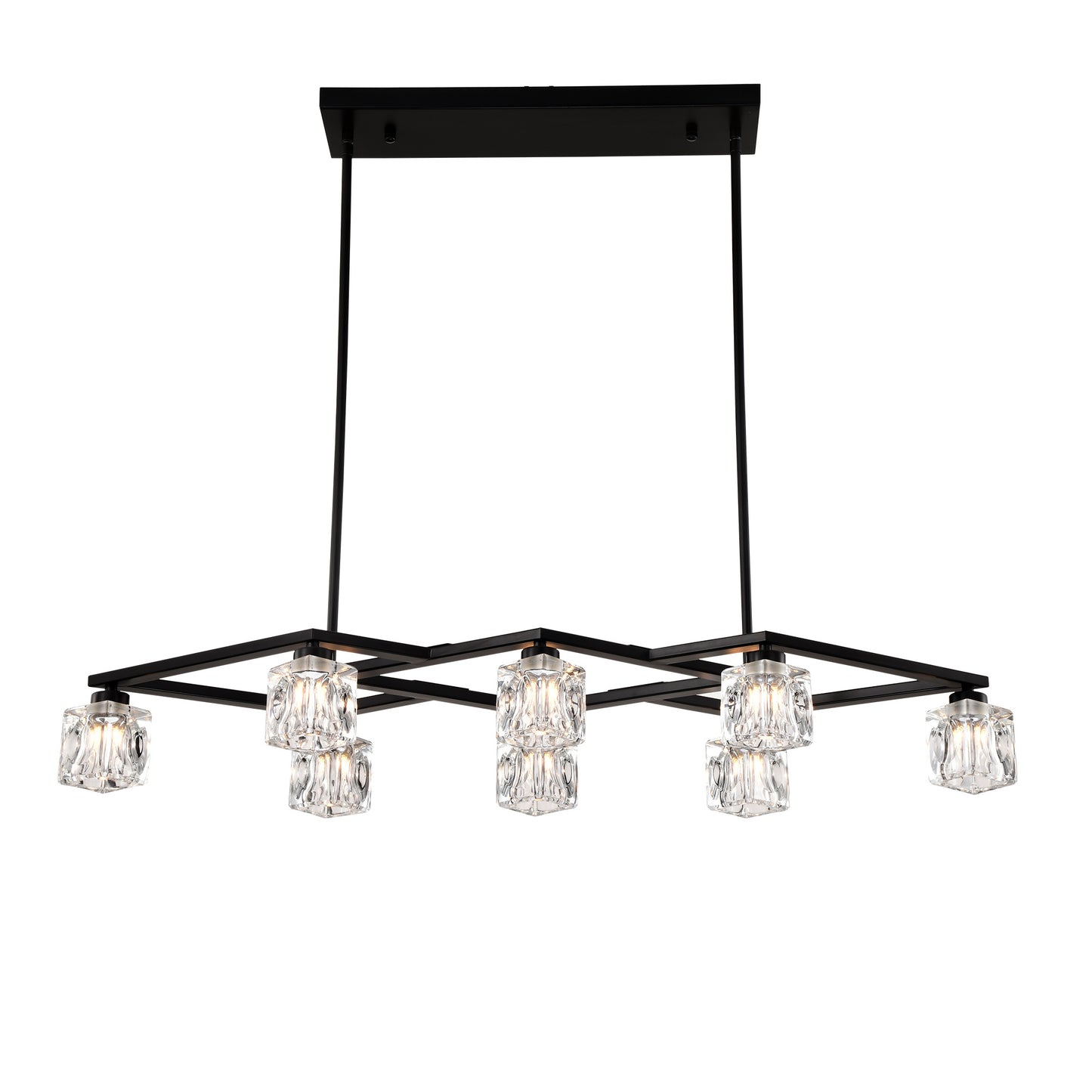 Matte Black Crystal Chandelier For Dining Room, 8-Light Kitchen Chandelier