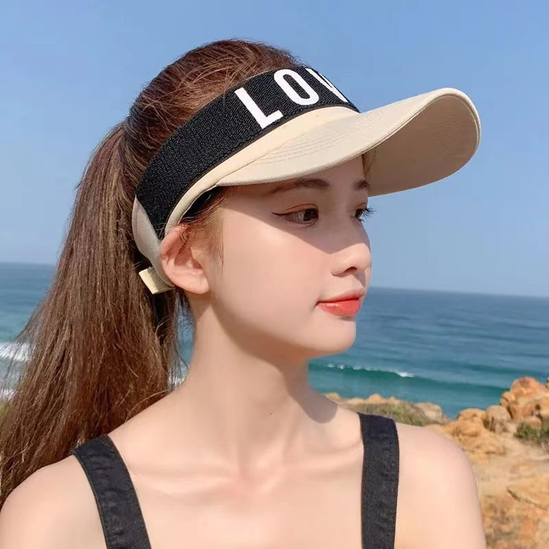 Sunlight Blocker For Summer hat Letter Without Top LOVED Korean
