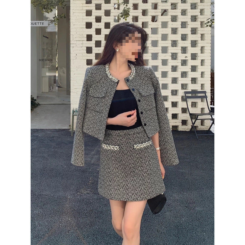 Jacket High Waist Short Skirt For Suit Women