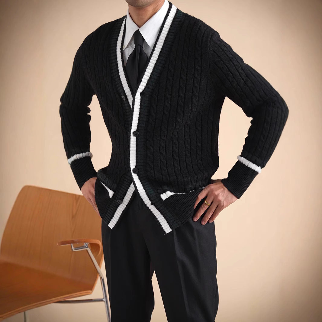 Twist Texture High Sense Men's Sweater Coat