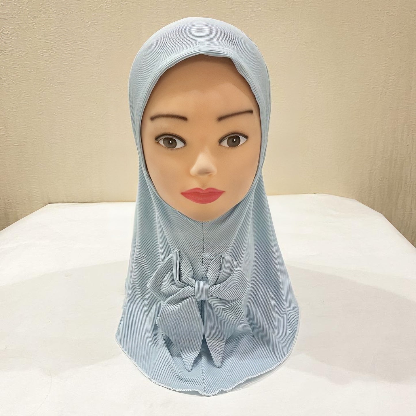 Exclusive For Cross-border 2 To 6 Years Old Little Girl Headscarf Thread Fabric Vertical Bar Sunday Hat Bow Veil