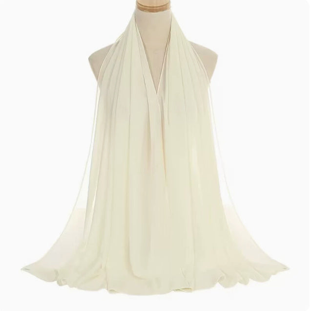 Pearl Chiffon Bubble Women's Solid Color Rectangular Scarf