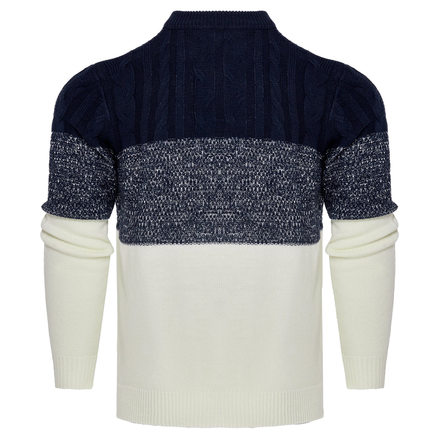 Men's Casual Color Block Long Sleeve Cable Knit Pullover Sweater