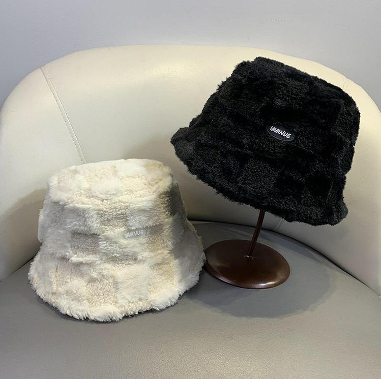 Japanese Lamb Plaid Fisherman Hat Female