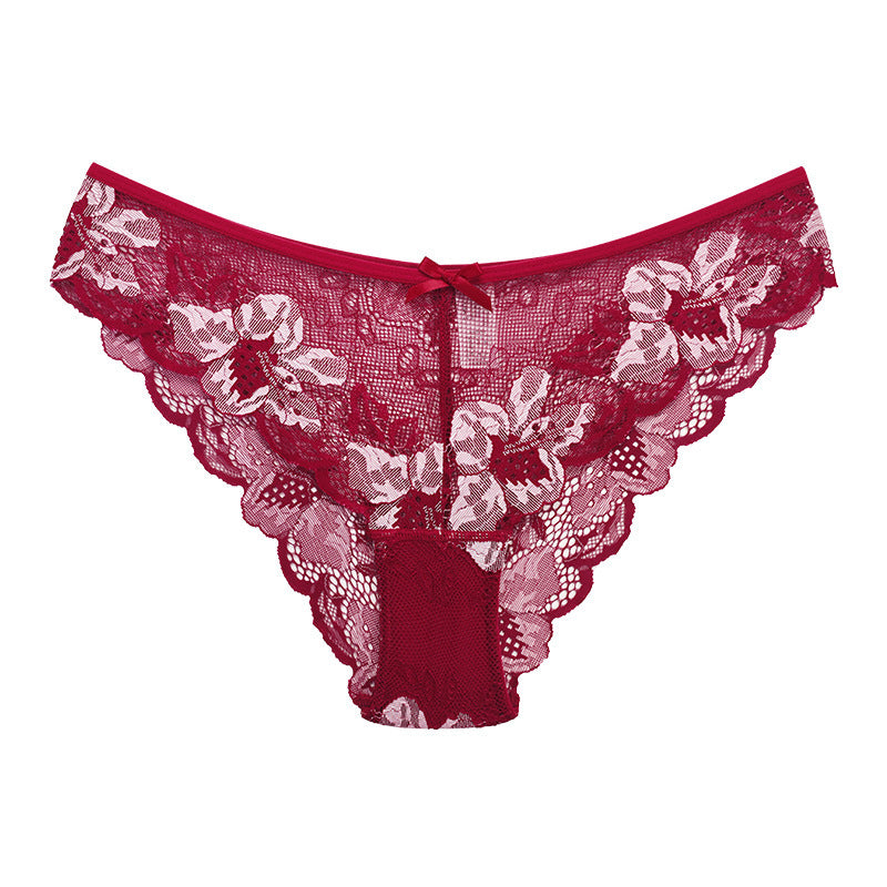 Cross Sheer Low Waist Lace Foreign Trade Underwear Women's Comfortable Breathable Hollow Hip Lifting