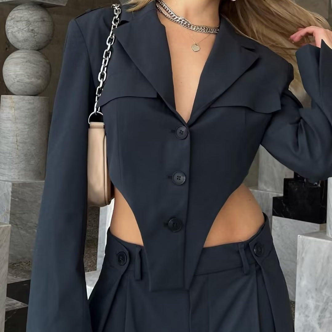 Hollow Coat Set Two-piece Pants Suit