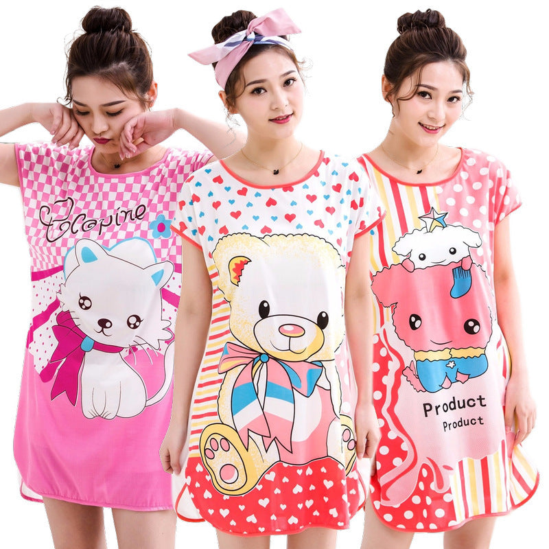 Cute Cartoon Girl Short Sleeve Nightdress