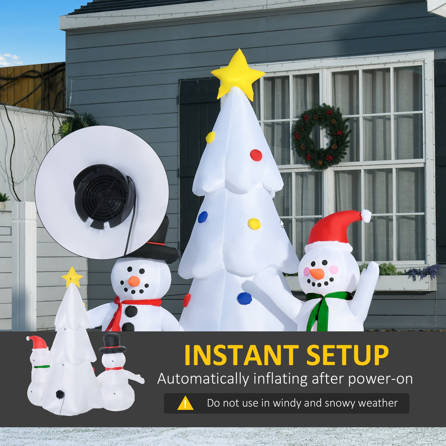 Inflatable Christmas Tree Decorations and Snowmen