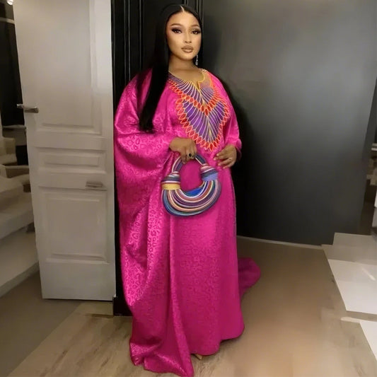 African Ethnic Style Large Swing Dress Robe Middle East AliExpress Muslim Women's Wear V-neck Plus Size